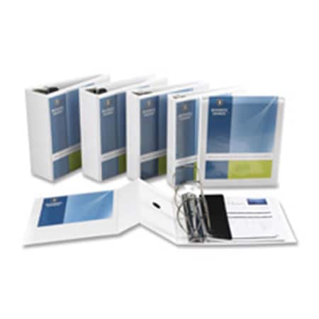 Business Source D-Ring Binder- w- Pockets- 4in. Capacity- White BU462911